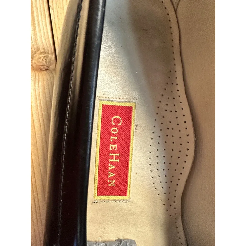 Cole Haan Mens Black Leather Kiltie Buckle Loafers C03518 Size 10 D